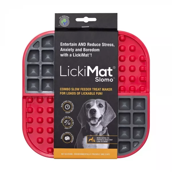 LickiMat Slomo Combo Slow Feeder for Dogs Red