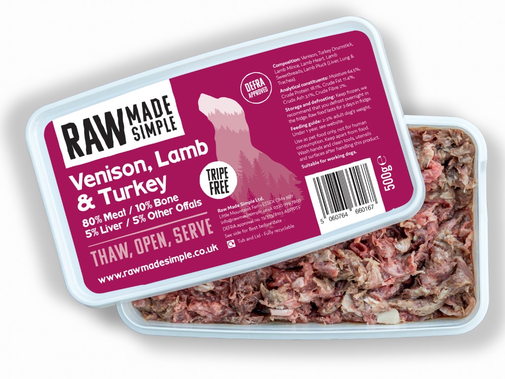 Raw Made Simple-Venison, Lamb & Turkey 500g