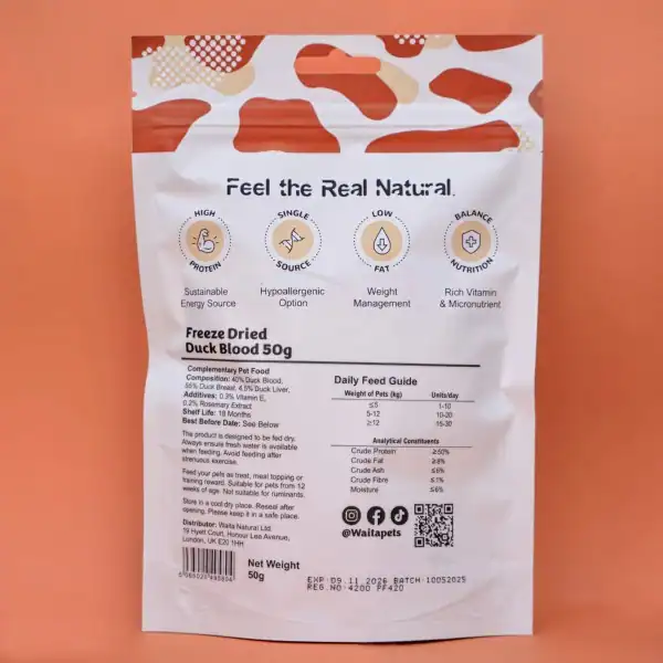Waita Freeze Dried Duck Blood Cubes Pack 50g - Image 2