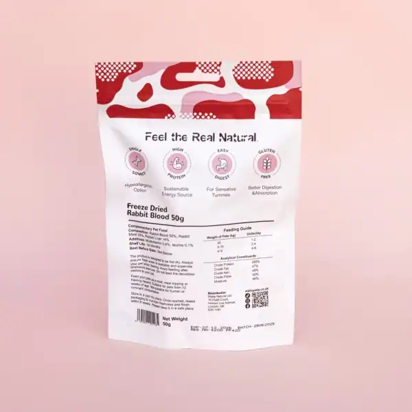 Waita Freeze Dried Rabbit Blood Dog & Cat Over 12 Weeks Small Pack 50g - Image 2